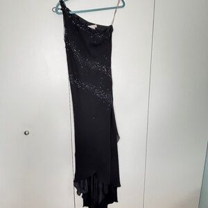 Vintage De Laru 2000s Asymmetric Beaded One-shoulder formal gown -size 7/8
